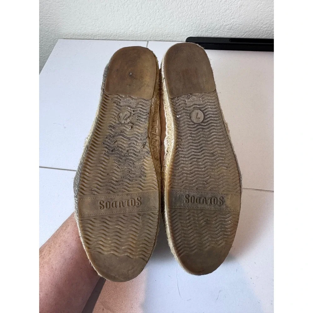 Soludos Espadrilles Shoes Women Size 7 Neon Yellow Stripe Canvas Flat Minimalist
